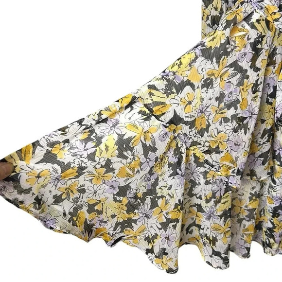 Karl Lagerfeld Ruffled floral sheer babydoll dress,chiffon frill,tiered,tie wrap - Picture 11 of 16